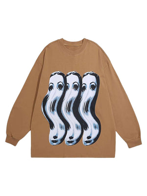 Spoof Portrait Crew Neck Sweatshirt Streetwear - thumbnail 2