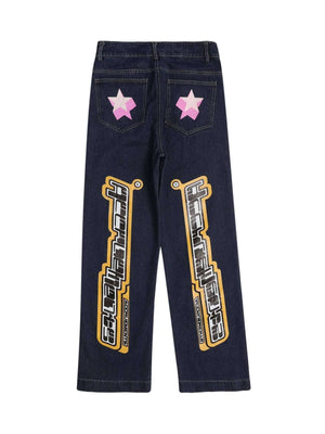 Star Letter Print Jeans Streetwear - thumbnail 6