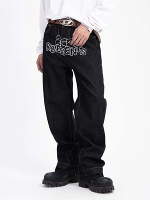 Star Letter Print Jeans Streetwear - thumbnail 11