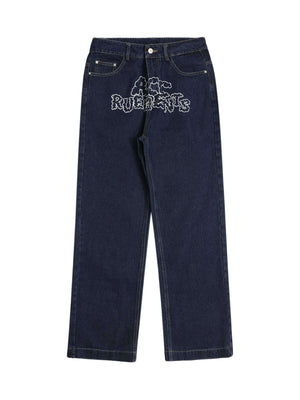 Star Letter Print Jeans Streetwear - thumbnail 1
