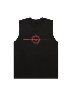 Thorn Ring Retro Font Street Rap Sleeveless Vest Streetwear - thumbnail 1
