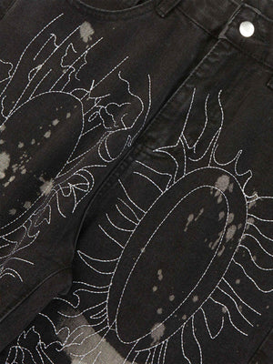Topstitched White Straight leg Jeans Streetwear - thumbnail 3