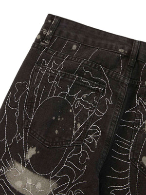 Topstitched White Straight leg Jeans Streetwear - thumbnail 6