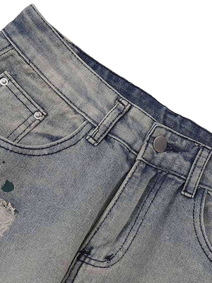 Vintage Ink Splash Washed And Distressed Jeans Streetwear - thumbnail 4