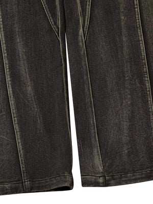 Washed Split Design Hip Hop Horn Jeans Streetwear - thumbnail 4