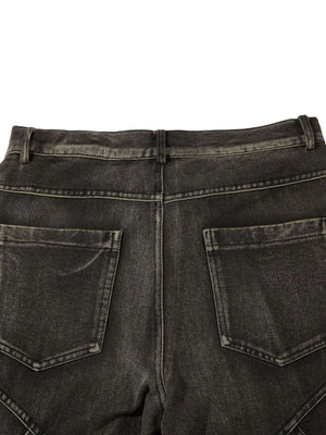 Washed Split Design Hip Hop Horn Jeans Streetwear - thumbnail 5