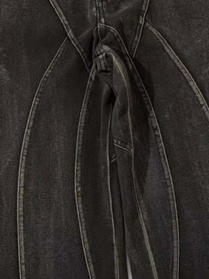 Washed Split Design Hip Hop Horn Jeans Streetwear - thumbnail 6