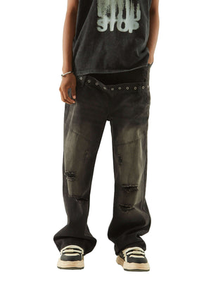 Vintage Washed Distressed Jeans Streetwear - thumbnail 5