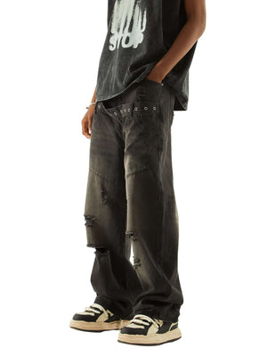 Vintage Washed Distressed Jeans Streetwear - thumbnail 6