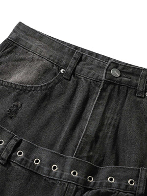 Vintage Washed Distressed Jeans Streetwear - thumbnail 2