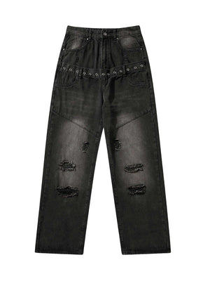 Vintage Washed Distressed Jeans Streetwear - thumbnail 1