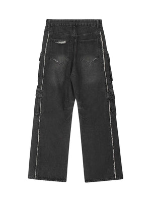 Blend function and fashion with the Washed Multi Pocket Work Cargo Jeans. Made from durable denim, these utility-inspired jeans feature a trendy distressed wash, a loose comfortable fit, and an adjustable waistband for a customizable feel. With multiple s