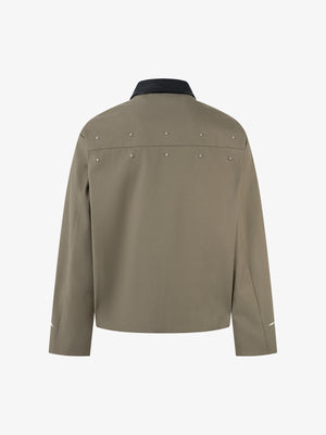 Street Gothic PU Leather Collar With Thorn Print Jacket - thumbnail 4
