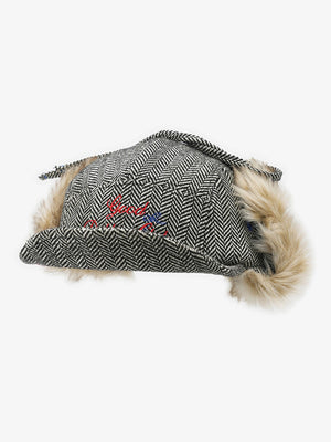 Retro Tweed Plush Earflap Embroidered Letter Cap - thumbnail 10