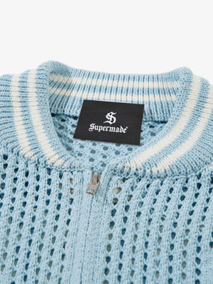 Hollow Knit Sports Zipper Racing Jacket - thumbnail 3