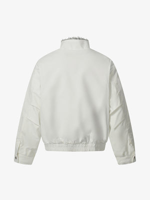 Vintage Stand Collar Fur Lined Bomber Jacket - thumbnail 4
