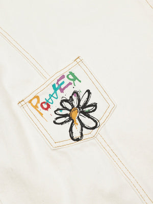 Embroidered Floral Patches Barrel Jeans - thumbnail 3