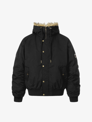 Retro Leopard Print Fur Collar Hooded Padded Jacket - thumbnail 1