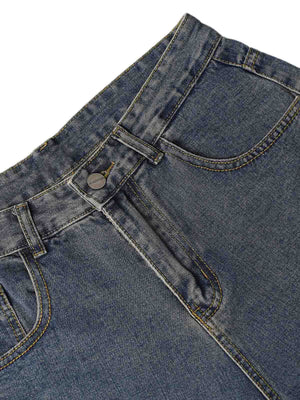 Vintage Baggy Jeans with Ring Strap Details – fly close-up | XoKool