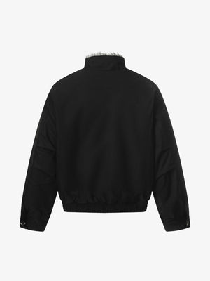 Vintage Stand Collar Fur Lined Bomber Jacket - thumbnail 3