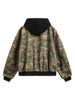 Camouflage Faux Two-Piece Hooded Jacket - thumbnail 2