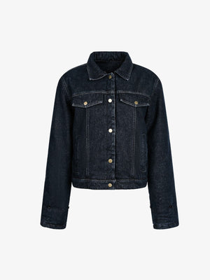 Retro Detachable Fur Collar Workwear Denim Jacket - thumbnail 8