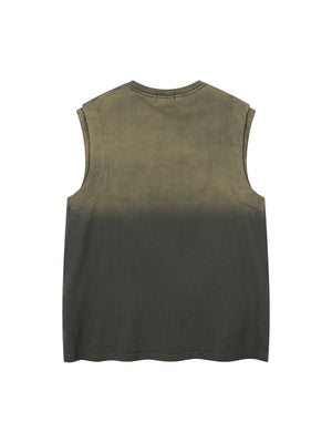 Washed Heavy-duty Letter Embroidered Waistcoat - thumbnail 9