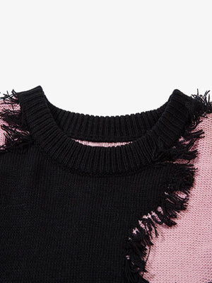 Niche Raw Edge Fringed Knit Sweater - thumbnail 5