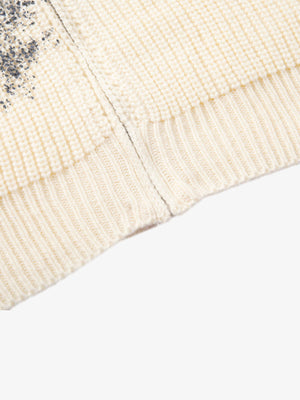 Ink-Splashed Butterfly Jacquard Zip Knit Sweater - thumbnail 11