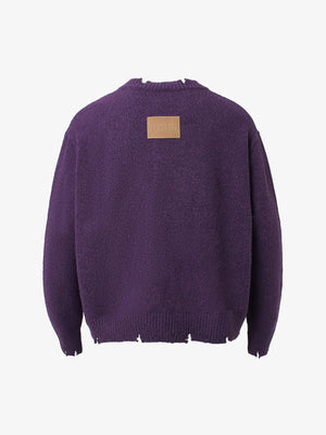 Vintage Knitted Distressed Raw Hem Half Zip Pullover Sweater - thumbnail 4