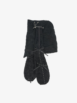 Punk Gothic Lace-Up Bow Earflap Trapper Hat - thumbnail 5