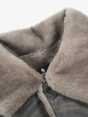 Deconstructed Patchwork Fur Collar Bomber Jacket - thumbnail 14