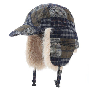 Vintage Plaid Patchwork Fleece Lined Trapper Hat - thumbnail 10