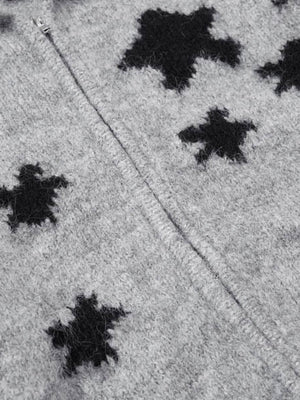 Casual Star Jacquard Double-Zip Cardigan Sweater - thumbnail 7