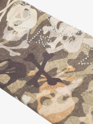 Skull Camouflage Fur Collar Hot Diamond Hooded Jacket - thumbnail 10