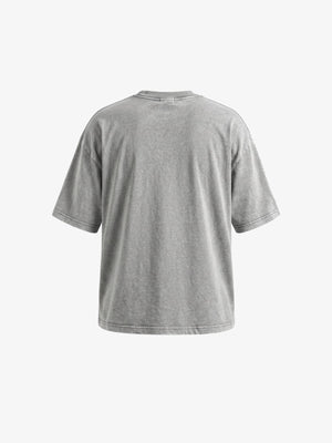 Acid Wash Oversized Tee with Fallen Angel Graphic – Grey, back view | XoKool