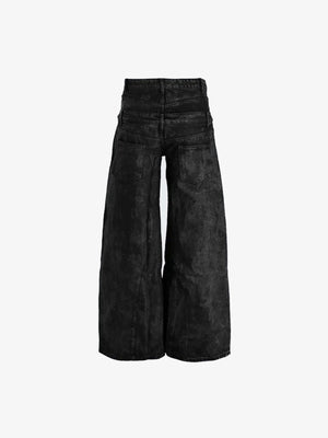 Acid Wash Wide Leg Jeans – Schwarz, Rückseite flach | XoKool