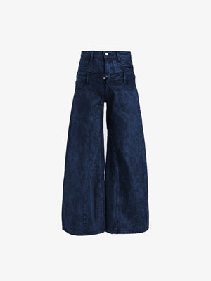 Acid Wash Wide Leg Jeans – Blau, Rückseite flach | XoKool