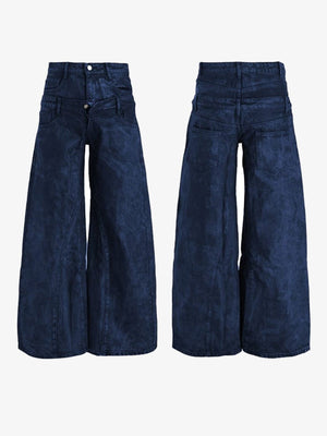 Acid Wash Wide Leg Jeans – Blau, Vorder- und Rückseite | XoKool