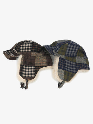 Vintage Plaid Patchwork Fleece Lined Trapper Hat - thumbnail 5