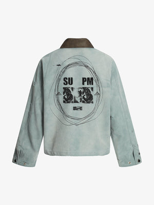 Vintage Washed Distressed Barn Work Jacket - thumbnail 2