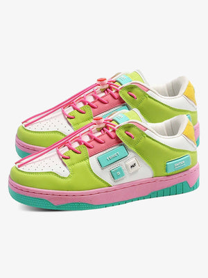 Bunte Skate Sneaker – Paar in Limettengrün, Seitenansicht | XoKool