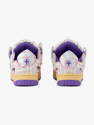 Zapatillas skate de tweed morado – Vista trasera | XoKool