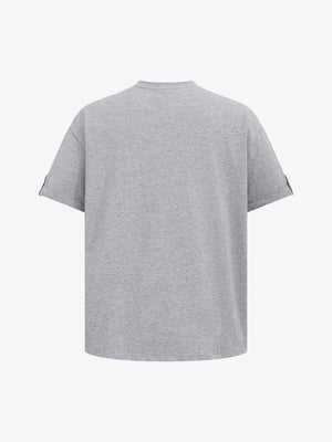 T-Shirt mit Kontrastnähten – Grau meliert, Rückseite | XoKool