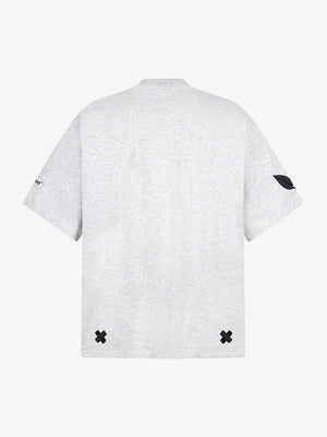 Leaf Sprout Embroidered Boxy T-Shirt – Grey, back view | XoKool