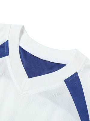 Contrast Color Sporty V-Neck Jersey T-Shirt - thumbnail 6