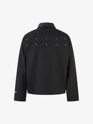 Street Gothic PU Leather Collar With Thorn Print Jacket - thumbnail 3