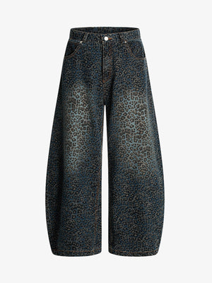 Denim Street Leopard Print Barrel Jeans - thumbnail 1