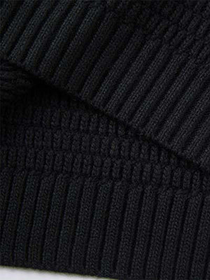 Retro Knitted Lapel V-Neck Contrast Striped Sweater - thumbnail 7