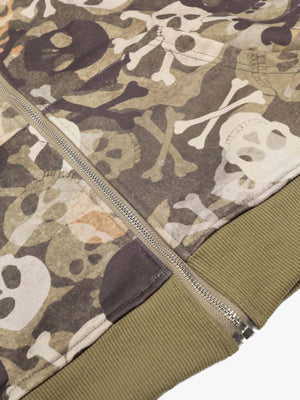 Skull Camouflage Fur Collar Hot Diamond Hooded Jacket - thumbnail 11